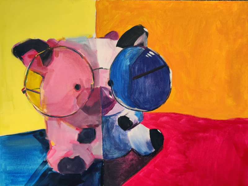 Painting of a cow with glasses